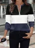 Women's Colorblock Printed Casual Zipper Long Sleeve Sweatshirt