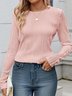 Women Plain Crew Neck Casual Long Sleeve T-shirt