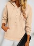Casual Plain Long Sleeve Hoodie