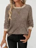 Women Plain Crew Neck Casual Long Sleeve T-shirt