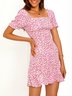 A-Line Short Sleeve Floral Weaving Dress