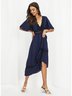 Short Sleeve Holiday Polyester Fibre Weaving Dress