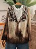 New Women Chic Deer Holiday Comfortable Vintage Long Sleeve Top