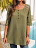Cotton Half Sleeve Shift Crew Neck Top