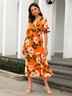 Floral Casual Short Sleeve Weaving Dress